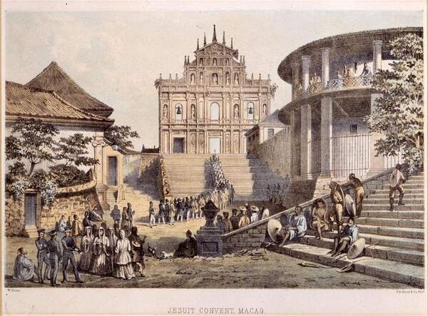 Façana de l’església de Sant Pau a Macau, pintura de Wilhelm Heine, 1854