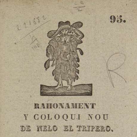 Portada del llibre: Rahonament y coloqui nou de Nelo el Tripero